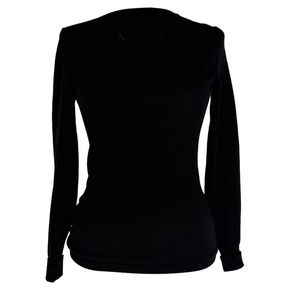 Alaïa V Neck Sweater in Black Wool
